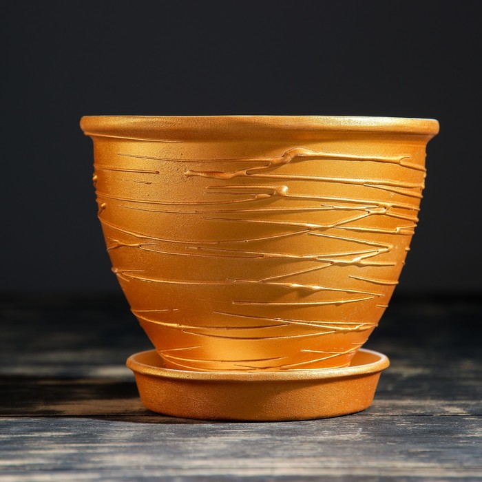 Кашпо "Премиум" цвет золотой 1 л, микс