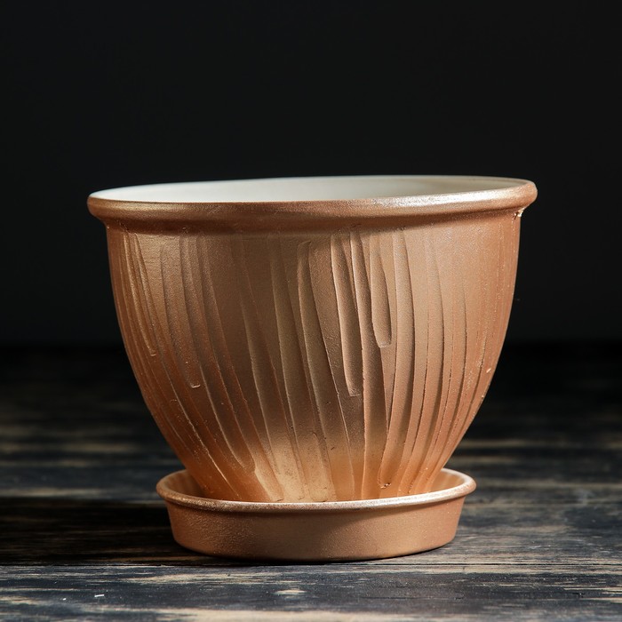 Кашпо "Премиум" цвет бежевый, 1 л, микс