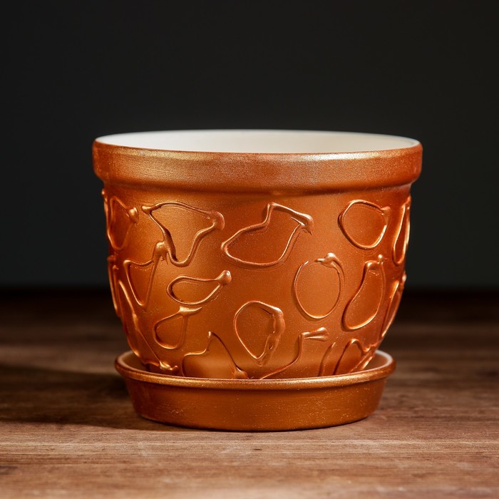 Кашпо "Премиум" цвет бронзовый  0.5л