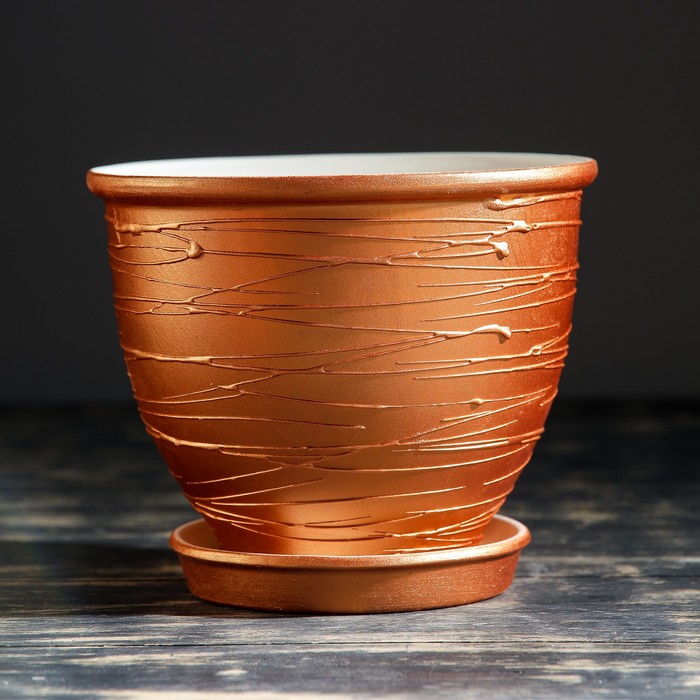 Кашпо "Премиум" цвет бронзовый 2 л, микс