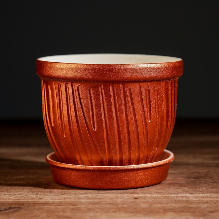 Кашпо "Премиум" цвет бордовый  0.5л