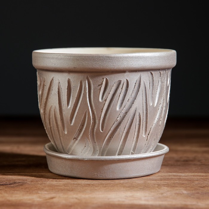 Кашпо "Премиум" цвет серебро 0.5л