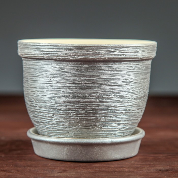 Кашпо "Премиум" цвет серебро 0.5л