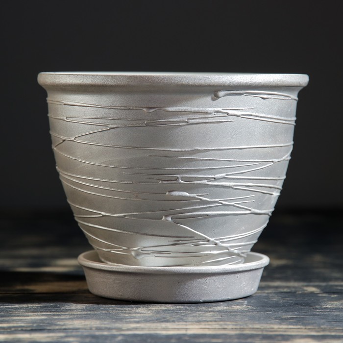 Кашпо "Премиум" цвет серебро 1 л, микс