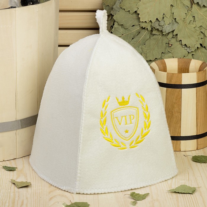 Шапка банная с вышивкой "VIP", первый сорт