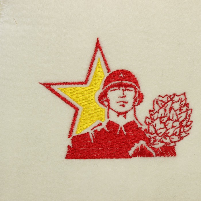 Шапка банная с вышивкой "Солдат с веником", первый сорт