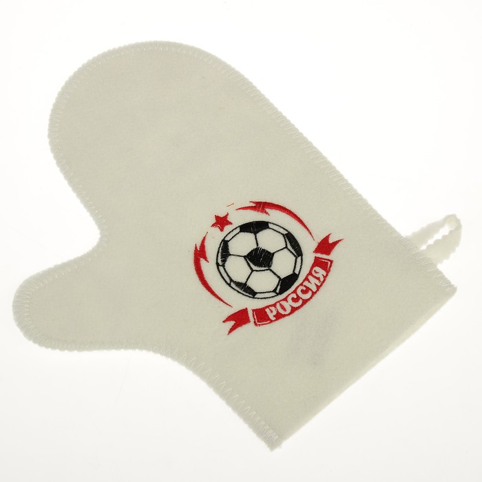 Варежка банная с вышивкой "Россия", первый сорт