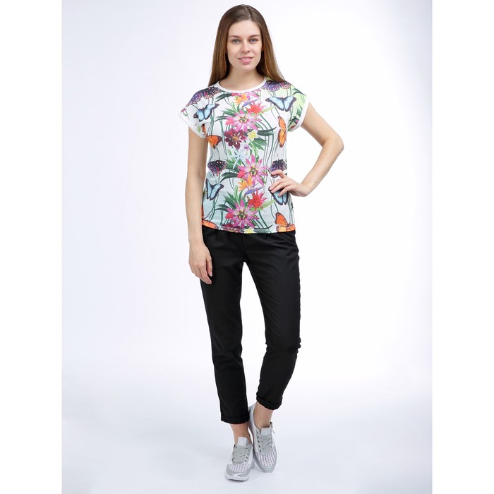 Футболка женская, бабочки, 52 размер