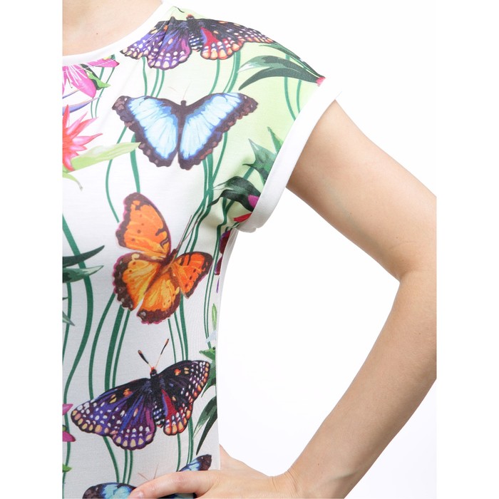 Футболка женская, бабочки, 52 размер