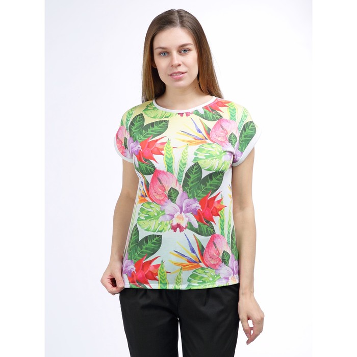 Футболка женская, цветы, 46 размер