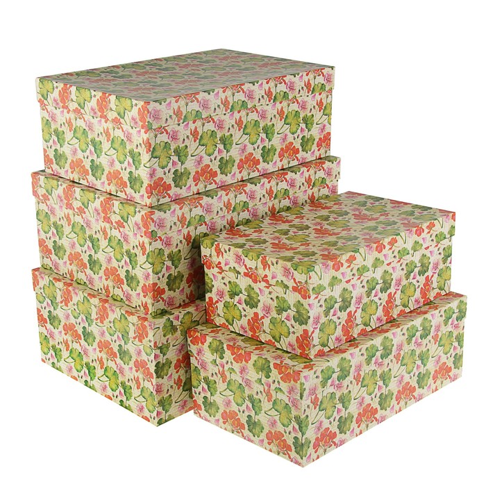 Набор коробок 5в1 "Герань" 46,5 х 35 х 18 - 36 х 22 х 14 см