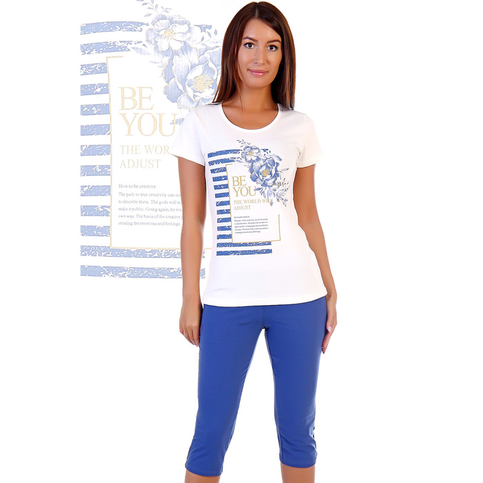 Комплект женский (футболка, бриджи) Лотерея цвет МИКС, р-р 42