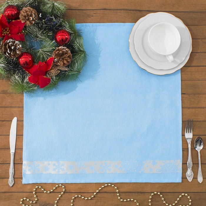 Салфетка кухонная "Snow-flake" ПЦ-355-3120,50х50, цв. 135, голубой, хл.100%, 224  гр/м2