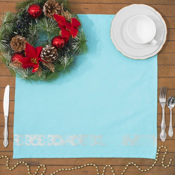 Салфетка кухонная "Snow-flake" ПЦ-355-3120, 50х50, цв. 149, бирюза хл.100%, 224  гр/м2