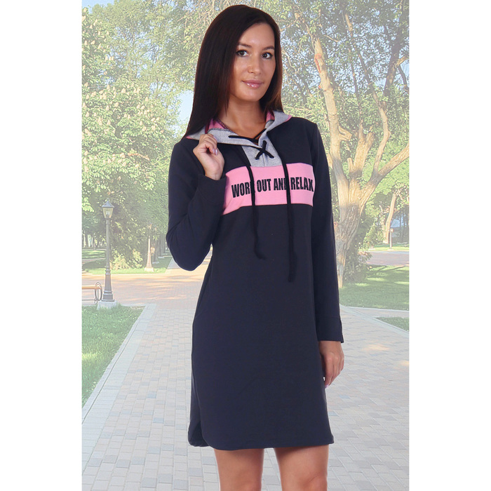 Туника женская 1202 цвет антрацит/розовый, р-р 48