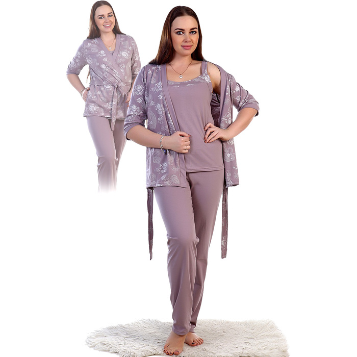 Комплект женский (кофта, майка, брюки) Унисон цвет шоколад, р-р 52