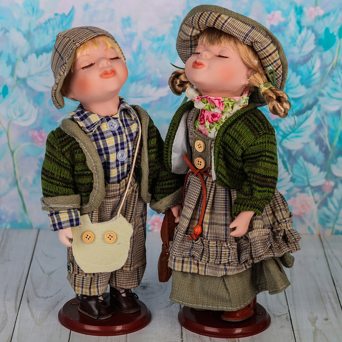 Кукла коллекционная парочка поцелуй набор 2 шт "Ефим и Серафима" 30 см