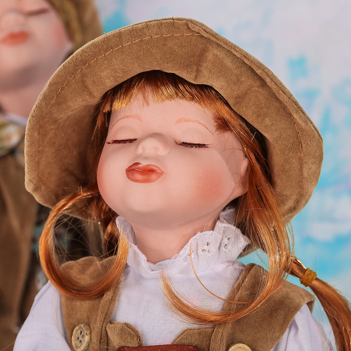 Кукла коллекционная парочка поцелуй набор 2 шт "В стиле сафари" 30 см