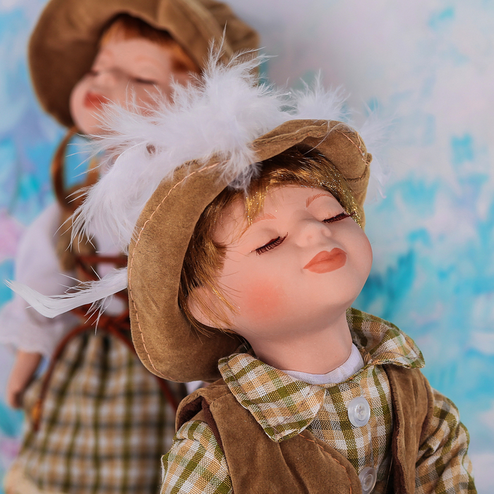 Кукла коллекционная парочка поцелуй набор 2 шт "В стиле сафари" 30 см
