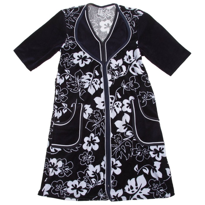 Халат женский на молнии 451 цвет чёрный, р-р 54