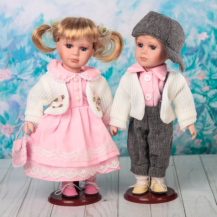 Кукла коллекционная "Парочка губки бантиком. Настя и Дима" (набор 2 шт) 30 см