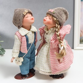 Кукла коллекционная парочка поцелуй набор 2 шт "Осенняя прогулка" 30 см от Сима-ленд