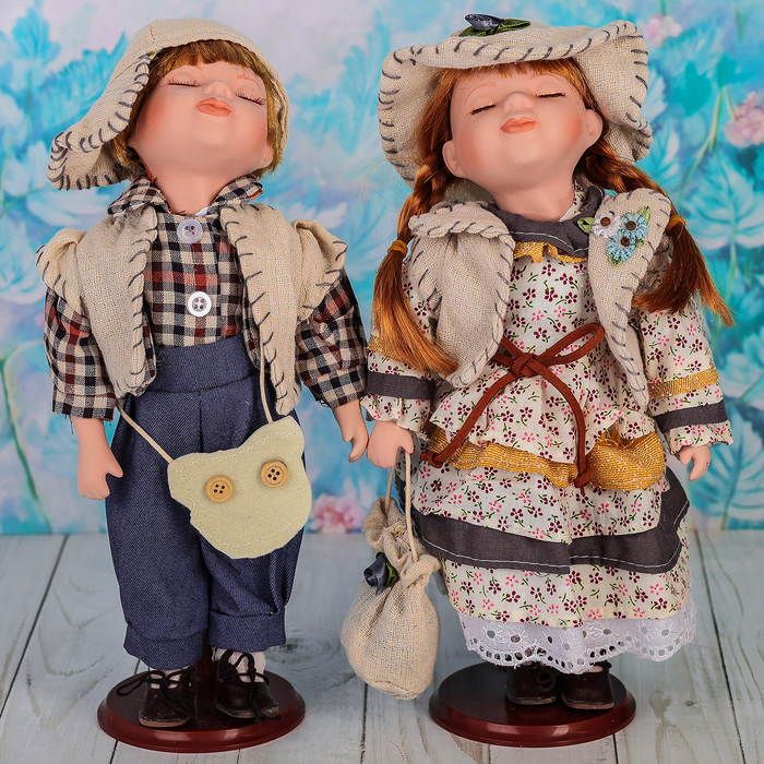 Кукла коллекционная парочка поцелуй набор 2 шт "Ксюша и Сережа" 30 см