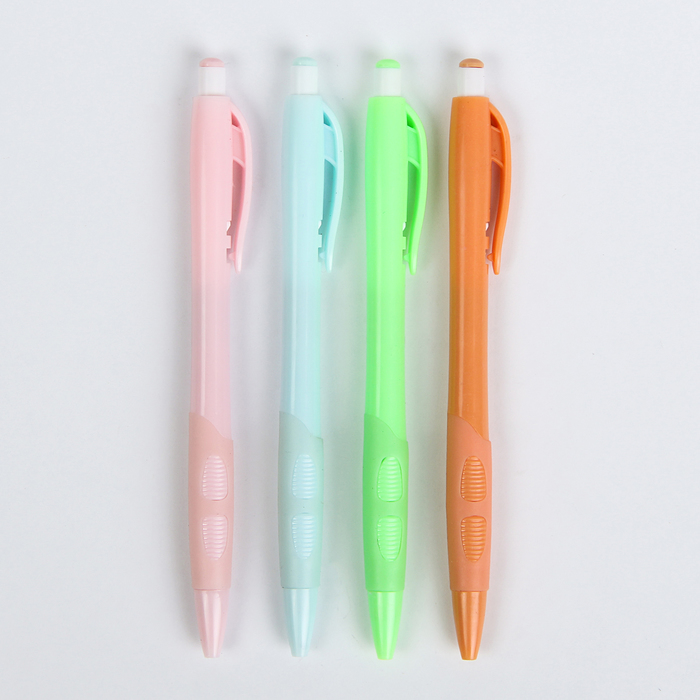 Ручка шариковая 0,5мм стержень синий корпус МИКС с резиновым держателем