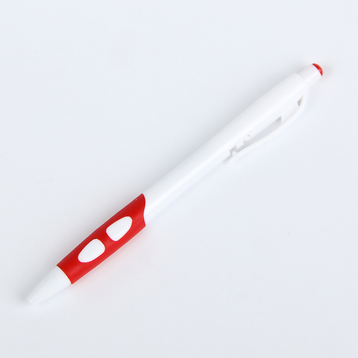 Ручка шариковая 0,5мм стержень красный корпус белый с резиновым держателем