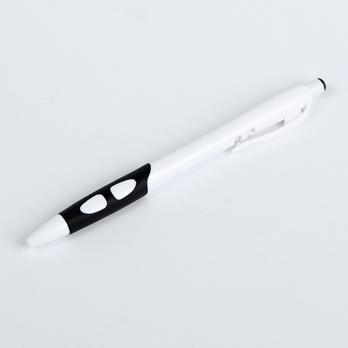 Ручка шариковая 0,5мм стержень черный корпус белый с резиновым держателем