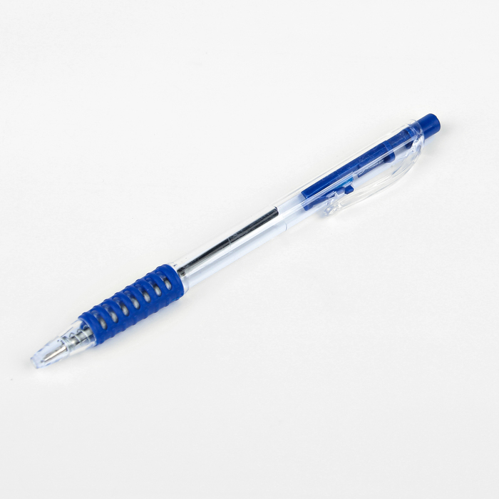 Ручка шариковая 0,5мм корпус прозрачный МИКС с резиновым держателем