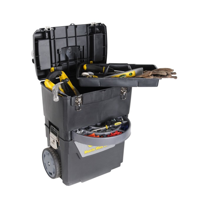 Ящик для инструментов Stanley 1-93-968, с колесами, пластик, органайзеры в крышке