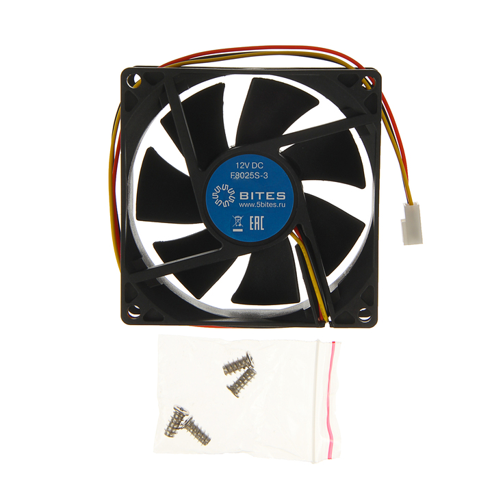 Вентилятор 5bites F8025S-3 80x80x25, 3P, черный