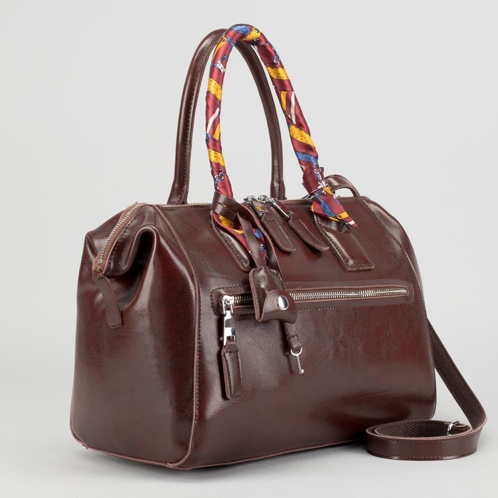 Сумка женская на молнии, 1 отдел, 2 наружных кармана, цвет коричневый