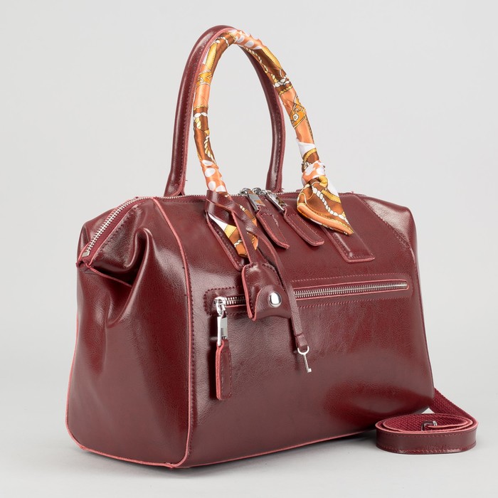 Сумка женская на молнии, 1 отдел, 2 наружных кармана, цвет бордовый