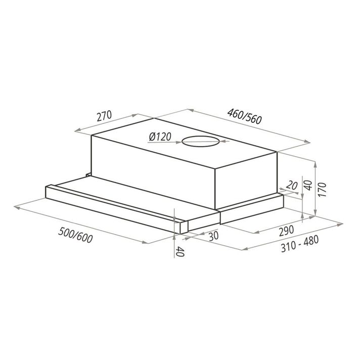 Вытяжка Maunfeld VS Light Glass (C) 500 мм, бежевый/бежевое стекло