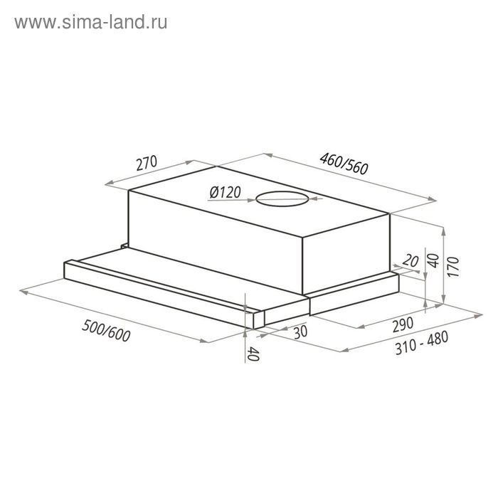 

Вытяжка Maunfeld Vsh 60, встраиваемая, 750 м3/ч, 3 скорости, чёрная