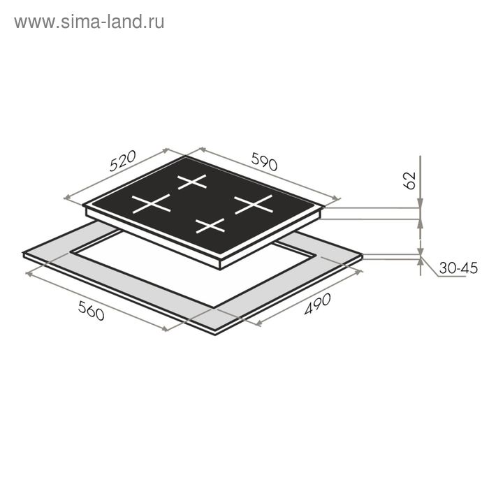 

Варочная поверхность Maunfeld EVCE.594-BK, электрическая, 4 конфорки, сенсор, чёрная