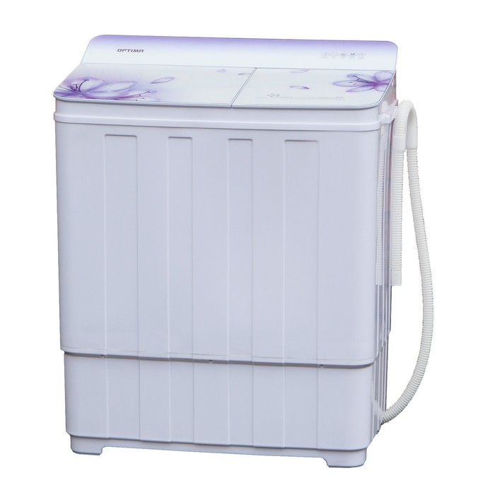Стиральная машина Optima МСП-68СТ, мах загрузка 6.8 кг, п/авт., белое стекло, синие цветы
