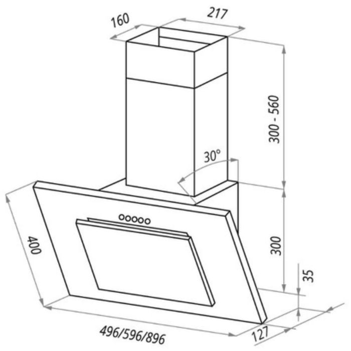 Вытяжка Maunfeld TOWER Light 600 мм, белый/белое стекло