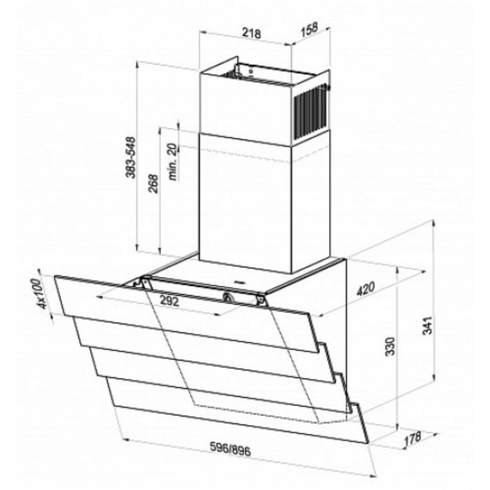 Вытяжка Maunfeld CASCADA Quart 900 мм, черный/черное стекло
