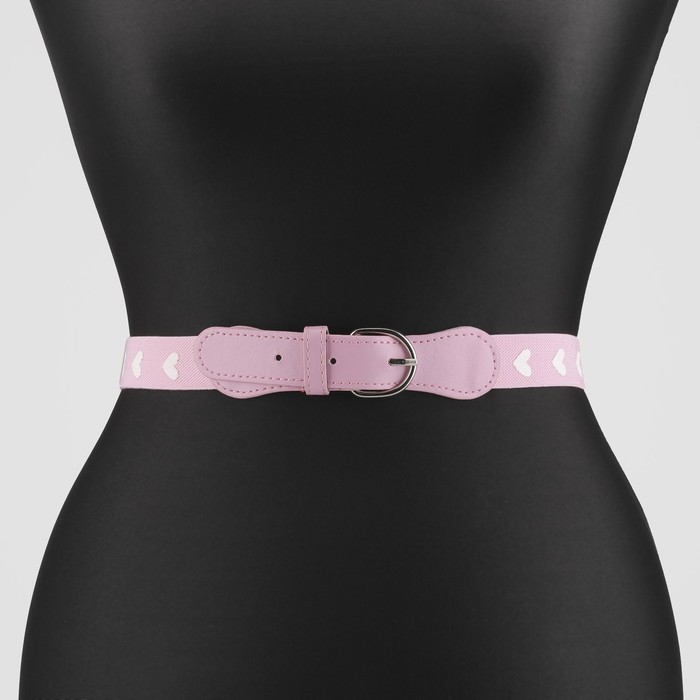 Ремень детский "Сердечки", ширина 2.5 см, цвет розовый