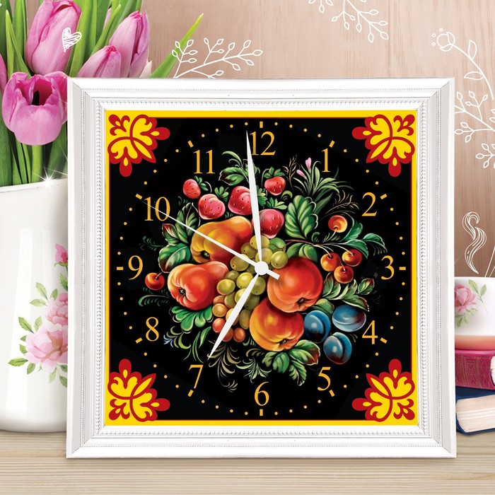 Роспись часов по номерам "Фрукты", 30 х 30 см