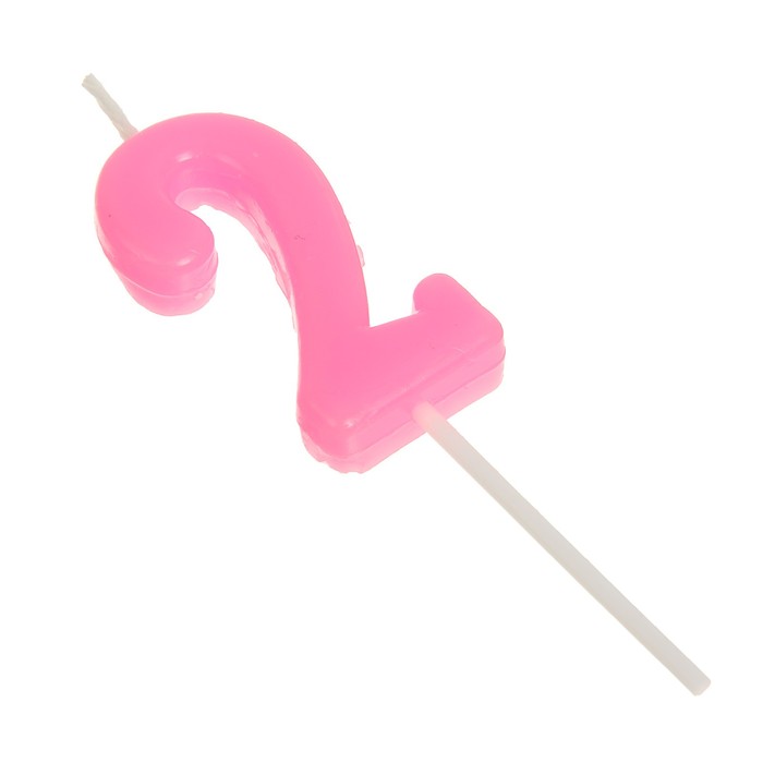 Свеча в торт цифра 2, розовый