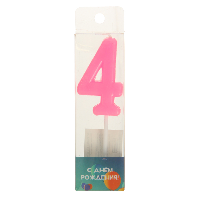 Свеча в торт цифра 4, розовый