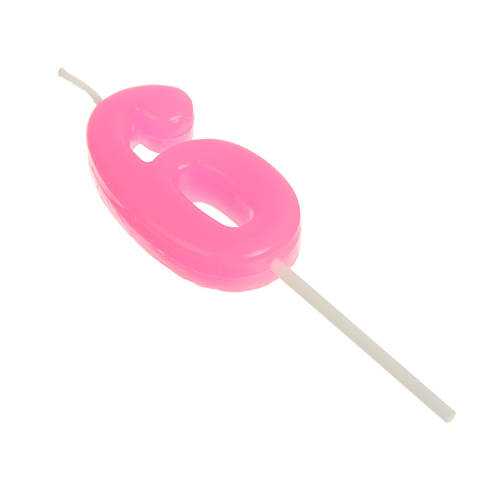 Свеча в торт цифра 6, розовый