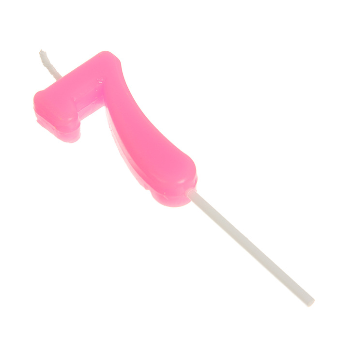 Свеча в торт цифра 7, розовый