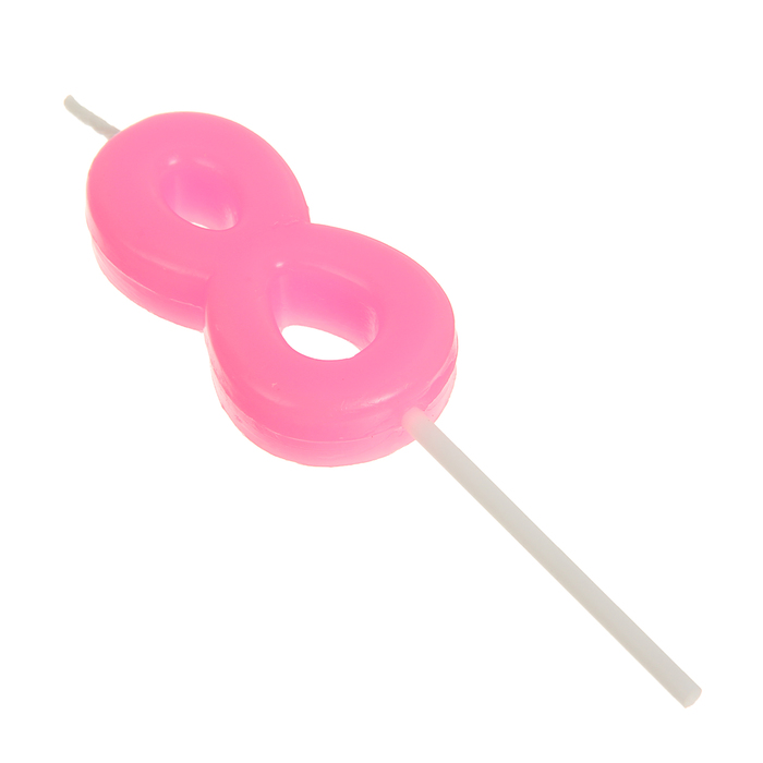 Свеча в торт цифра 8, розовый