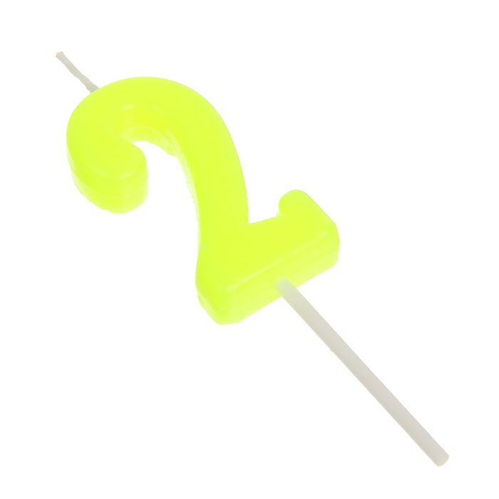 Свеча в торт цифра 2, жёлтый