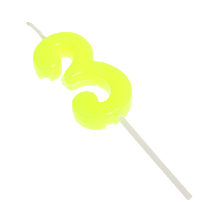 Свеча в торт цифра 3, жёлтый